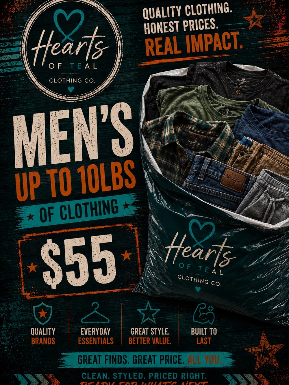 H.O.T. Men’s bundle of clothing up to 10lbs